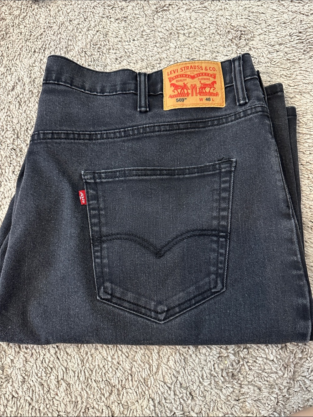 Levi’s 569 Loose Straight Men’s Denim Shorts Faded Black Size 48